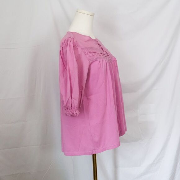 J Crew Puff Sleeve Lace Accent Top - Medium, Lilac - Picture 2 of 6